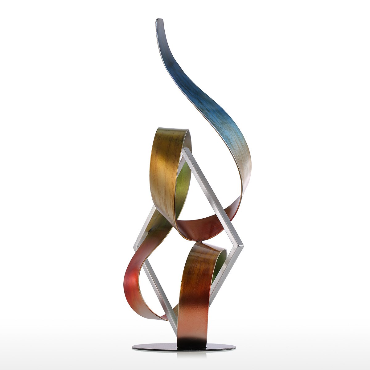 Abstract Ijzeren Sculptuur Vierkante En Lint Moderne Sculptuur Originele Ontworpen Sculptuur Metalen Sculptuur Indoor-Outdoor Decoratie