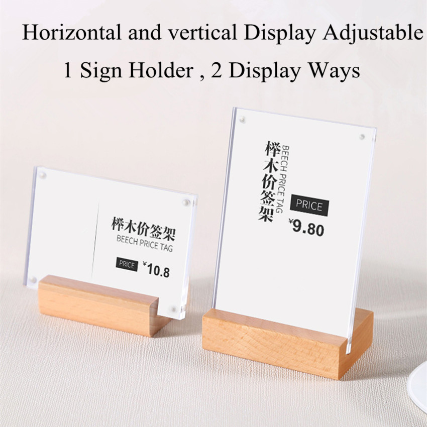 90*60mm akrylmateriale vandret lodret to brug l form bordprodukter mærkat prislapper papirskilt holder displaystander