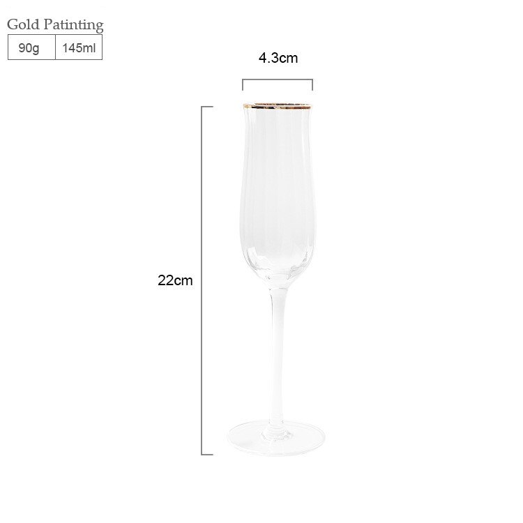 Ins Tulip Wine Glass Lead Free Glass Gold Painting Colourful Champagne Juice Cup Simple Wine Cup Crystal Glass: 004