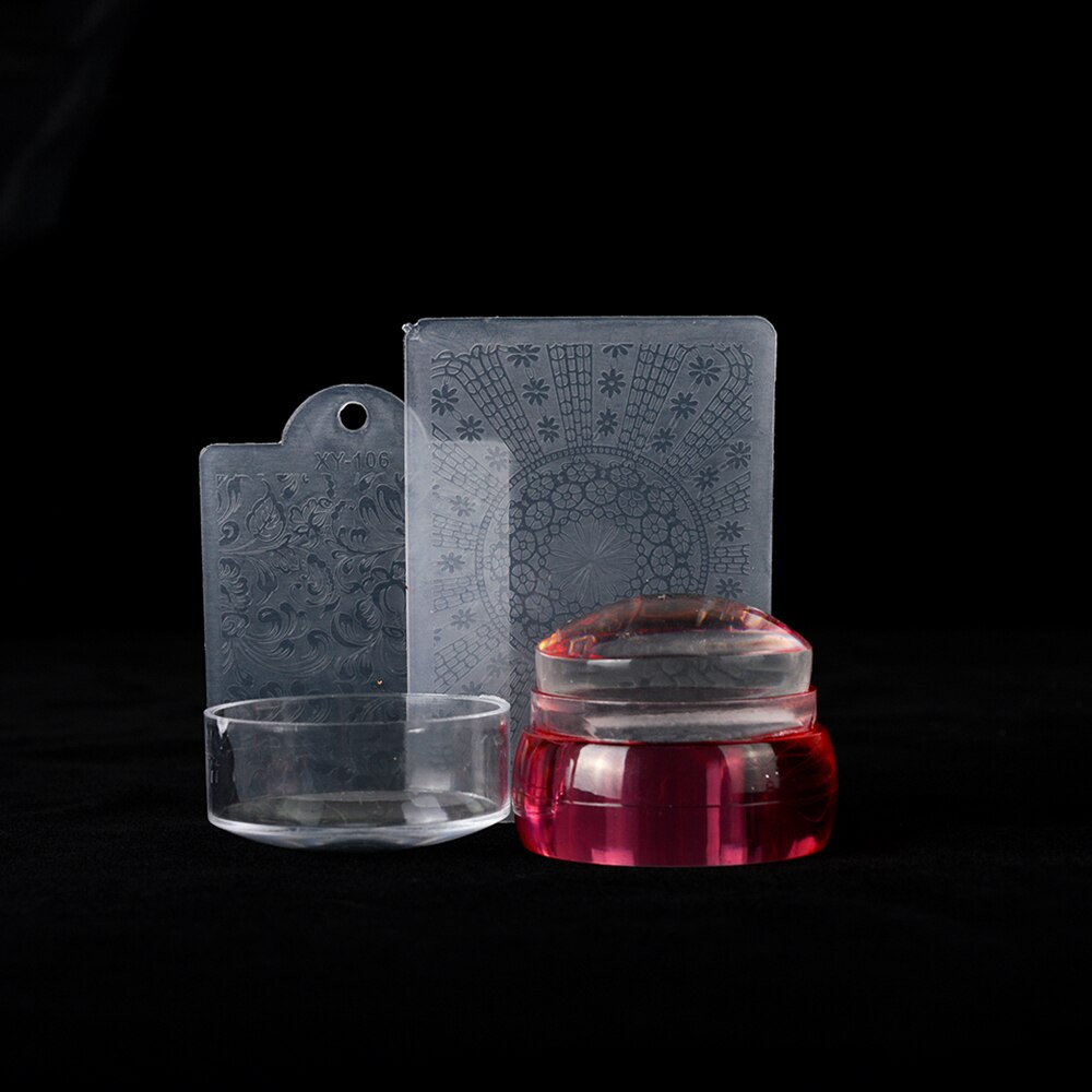 1 einstellen Französisch Nagel Stempel Mit Schaber Runde Silikon transparent Weichen Kopf Nagel Kunst Stempel Polnischen drucken Transfer Werkzeuge GL621: 621 rot
