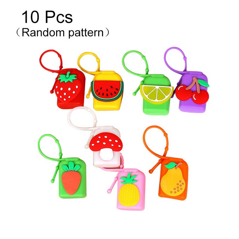 Cute Colorful Fruit Food Silicone Mini Hand Sanitizer Portable Hand Sanitizer Bottle Liquid Soap Liquid Dispenser Container: Fruit Series 10PCS
