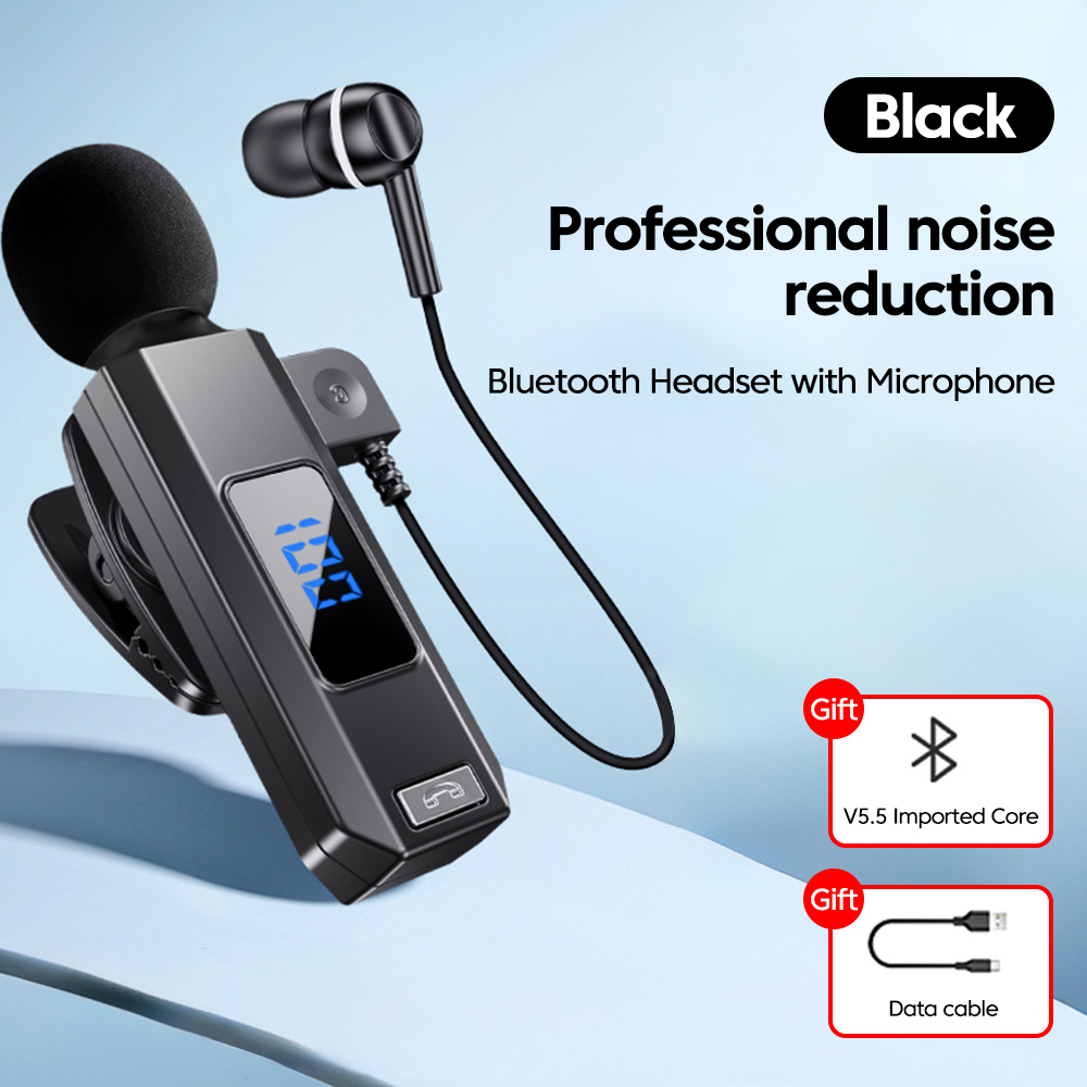 V5.5 słuchawki z klipsem na kołnierz bezprzewodowe słuchawki douszne Bluetooth z mikrofonem HD słuchawki z redukcją szumów sportowy zestaw słuchawkowy hifi: Czerwony