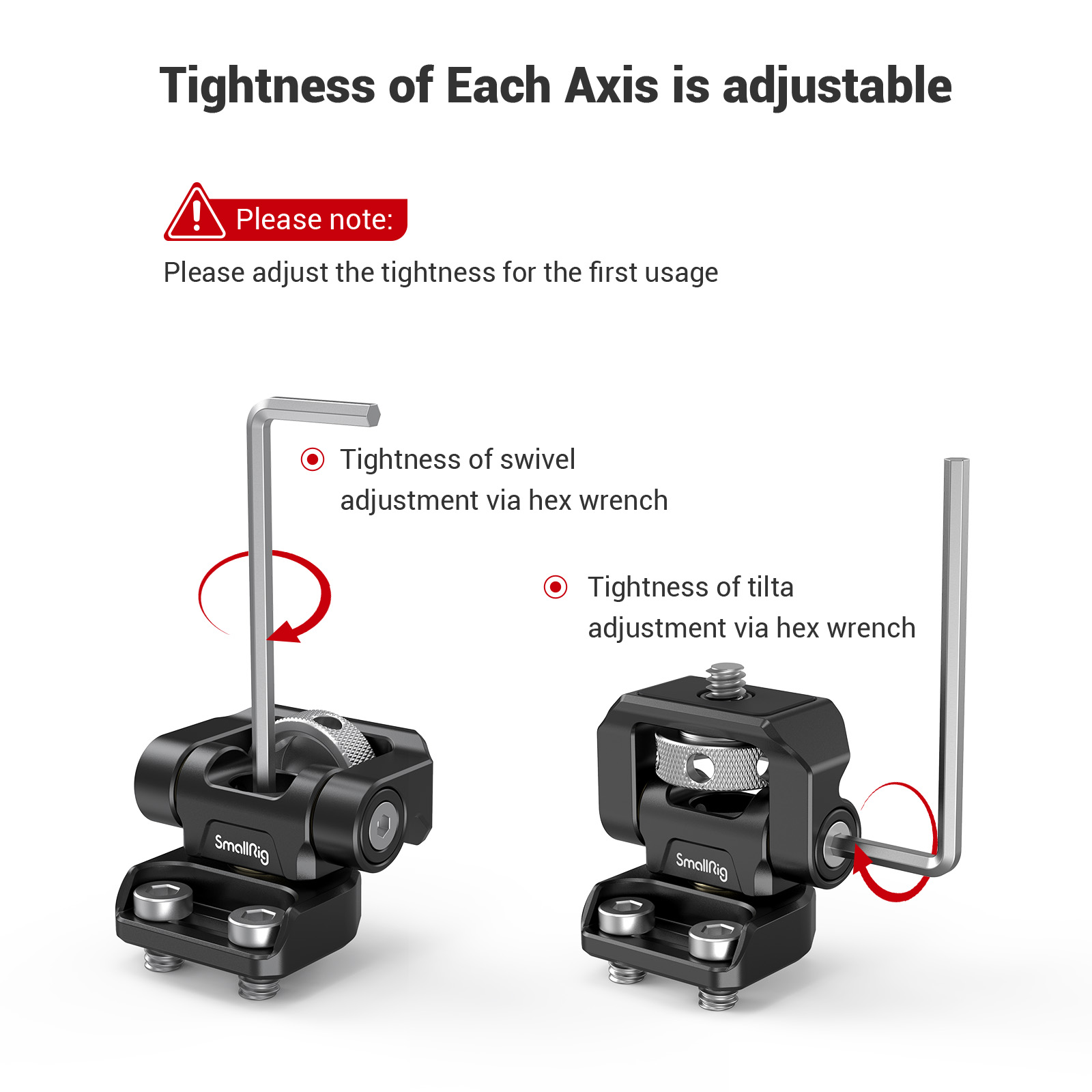 SmallRig DSLR Camera Clamp Swivel and Tilt Adjustable Monitor Mount w/ Screws Mount for Monitor Flash Light DIY Attachment 2904