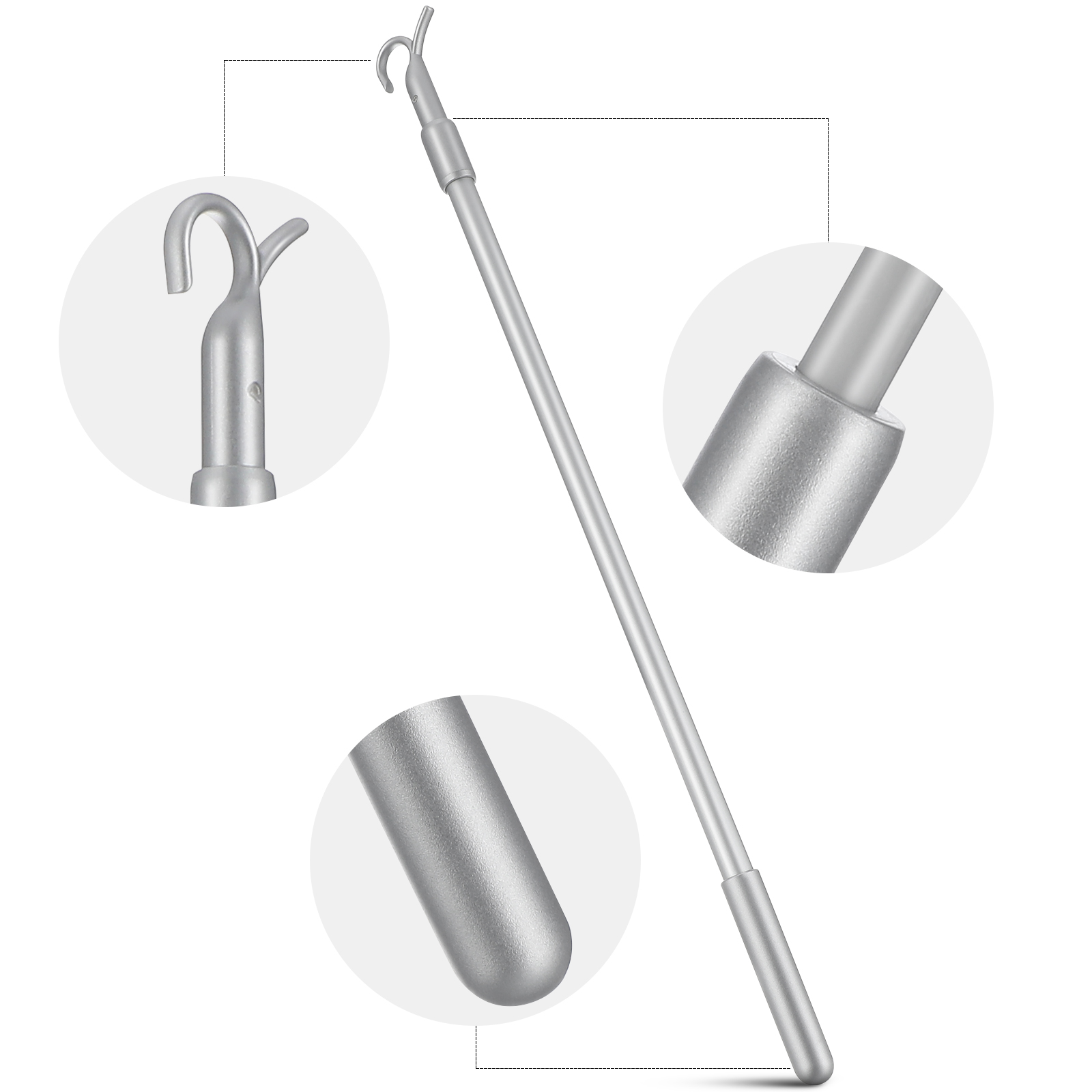 24-Zoll-Teleskop-Jalousie aus Aluminiumlegierung, robuste einziehbare Stange für Vorhänge, Jalousien, Öffner, Zubehör, vertikal