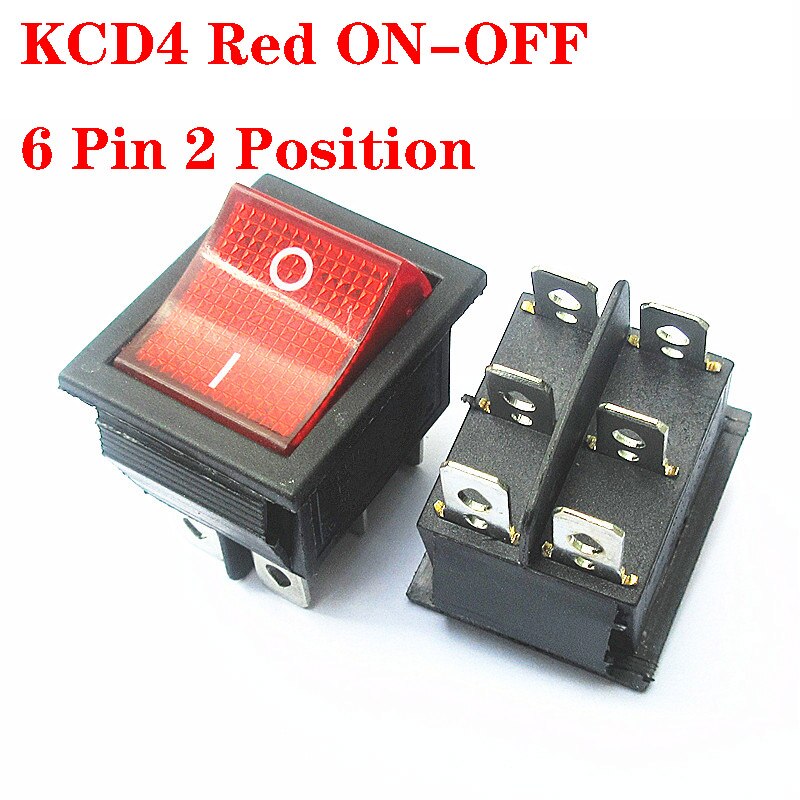10PCS KCD4 Rocker Switch ON-OFF 2 Position 4 pin / 6 pin Electrical equipment With Light Power Switch 16A 250VAC/ 20A 125VAC: Red 6 Pin