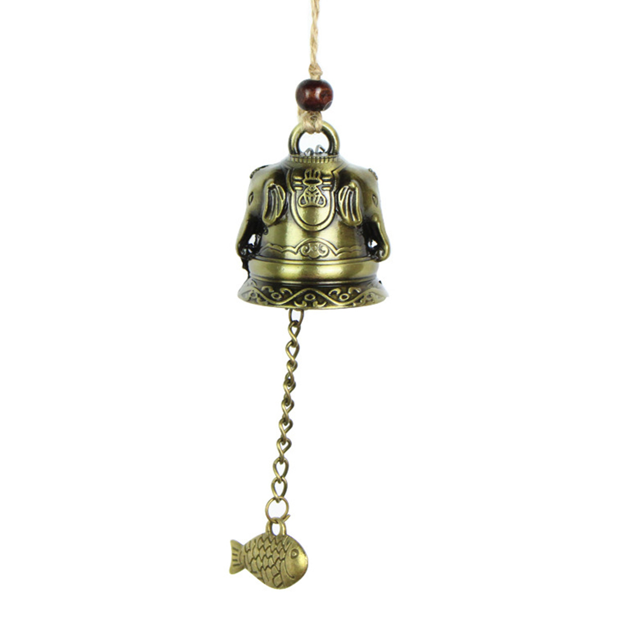 Retro Feng Shui Wind glocke Glücks glocken Retro Buddha Drachen Elefant Wind chinesische Metall glocke für viel Glück Segen Garten dekor: Licht Grün