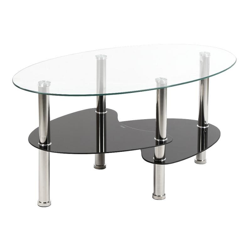 Table basse en verre trempé, Style double queue de poisson, noire, ovale, latérale, étagère de salon moderne, meubles de Table basse HWC