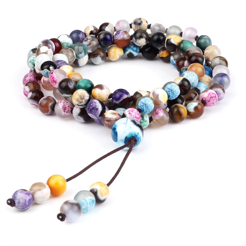 9 herrenarmbänder in verschiedenen stilen , 6mm natürliche blaue und violette achat-onyx-steine , 108 mala-ketten und -armbänder für damen: Feuerachate 3