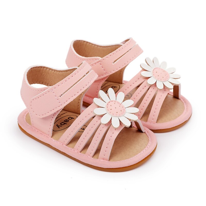 Sandaal Pasgeboren Baby Meisje Zomer Bloem Mode Zachte Zool Antislip Prinses Baby Schoenen Kinderen Strand Schoenen: Roze / 0-6 months