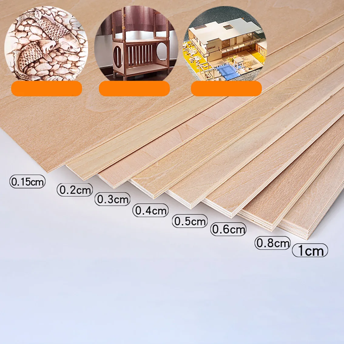 Panneau de tilleul, feuille artisanale pour bricolage, sculpture de construction de maquettes, décoration de la maison, accessoires de pièces éducatives 1.5-10mm