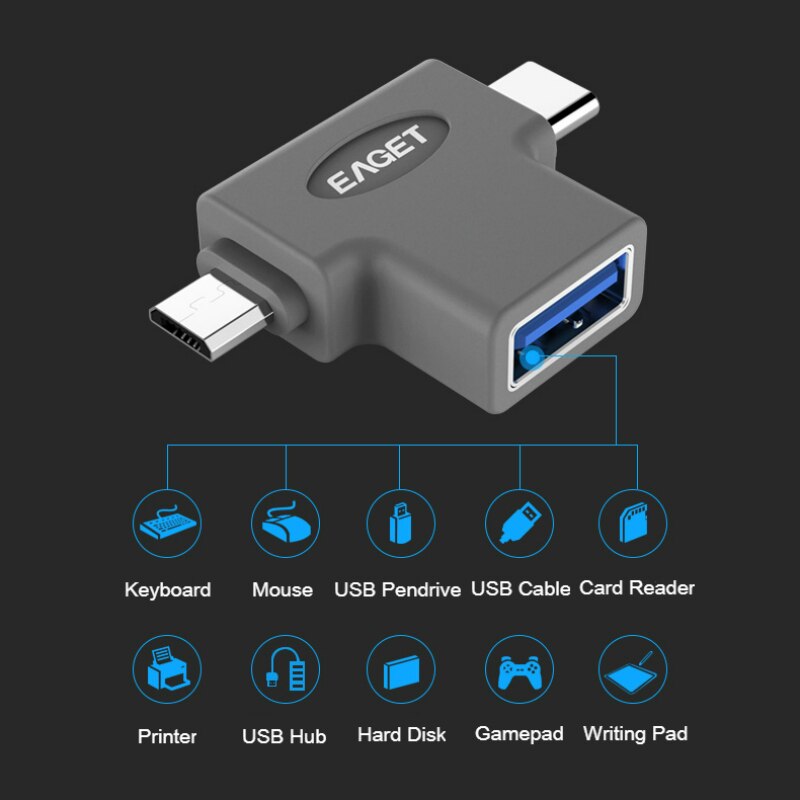 Eaget Otg Adapter 2 In 1 Micro Usb Type C Naar Usb 3.0 Type C Adapter Voor Smartphones Macbook Pro usb C Otg Adapter Converter EZ07