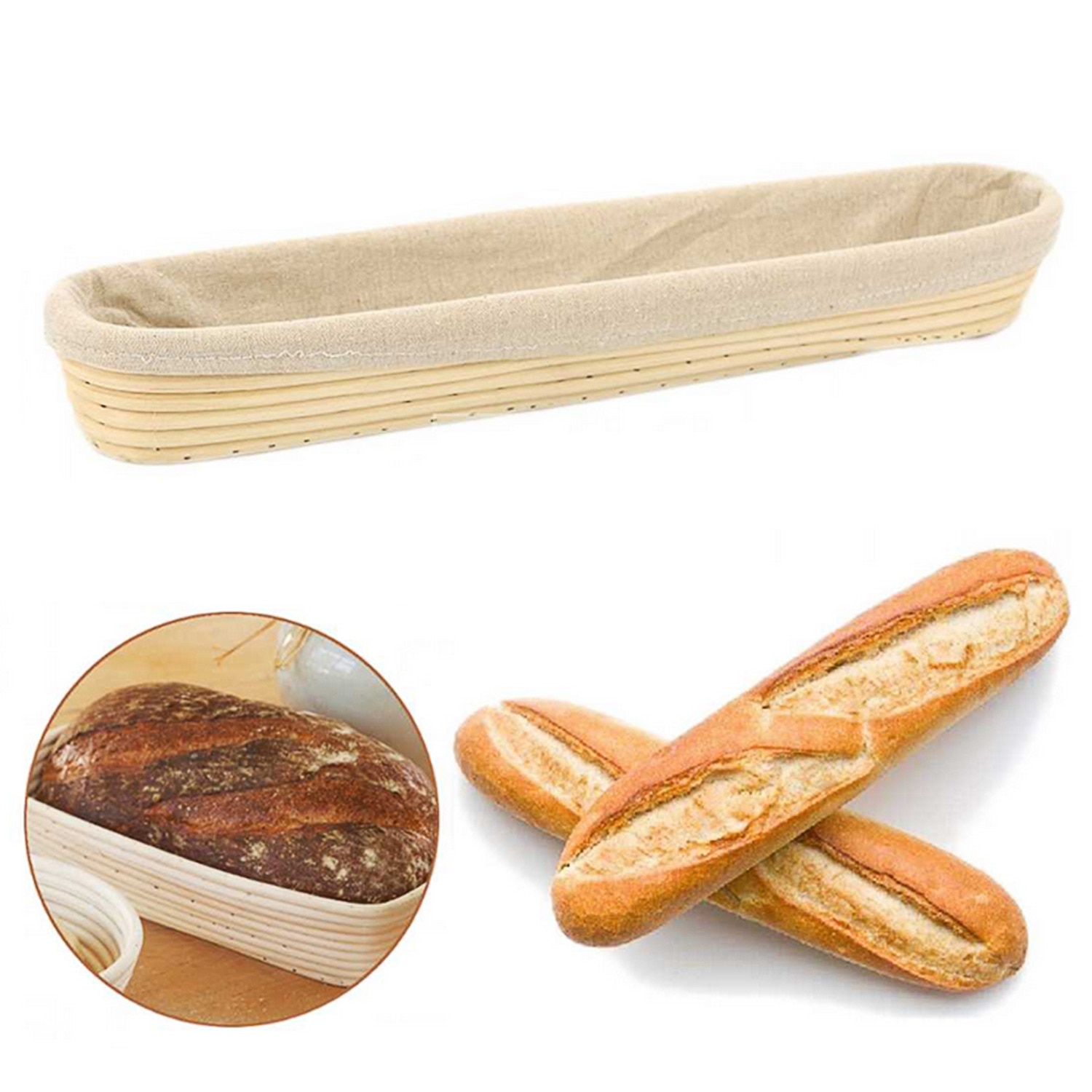 Behogar Brood Proofing Mand Natuurlijke Rotan Baguette Brood Banneton Brotform Proofing Mand Met Liner Voor Brood Deeg Maken