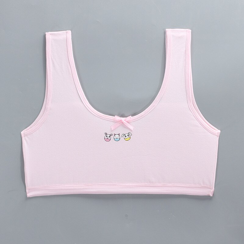 Giovani Ragazze Reggiseno di Formazione Pubertà Adolescente Biancheria Intima Per Bambini di Sport Morbido Corsa E Jogging Cotone Teenager Magliette E Camicette di Stampa Per Il Imbottito Canotta: pink