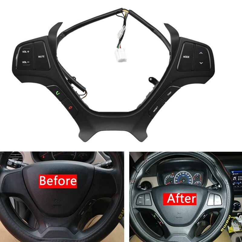 for Hyundai I10 Steering Wheel Remote Control Switch Button Car Multifunction Audio Cruise 56100-B9040: Default Title