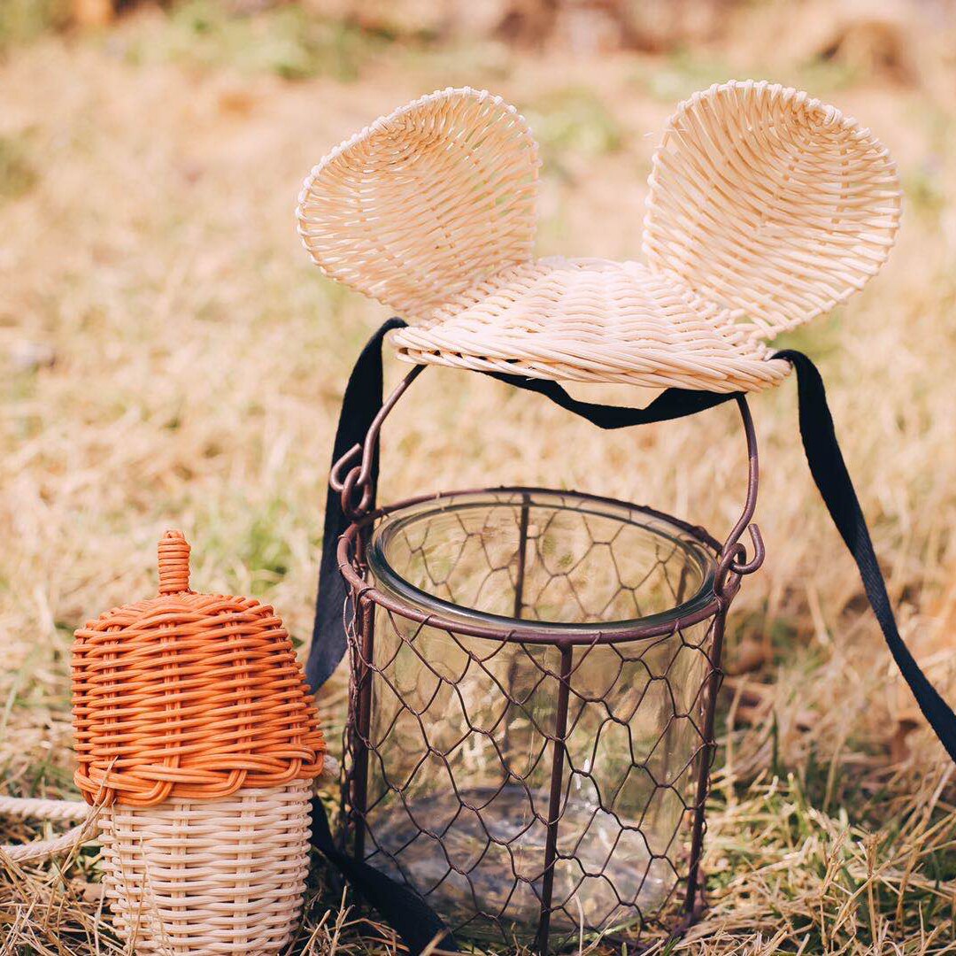 INS Rattan Bicycle Storage Basket Children Cute Picnic Basket Wicker Straw Storage BackPack Multi-use Girls Kids Room Decor