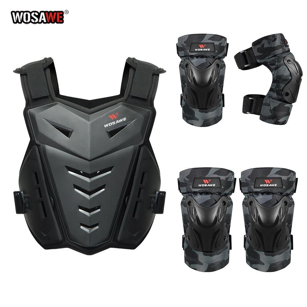 WOSAWE Motorcycle Full Body Armor Vest Set Motocross Moto Back Chest Protector Vest Off-Road Dirt Bike Motocycle suit