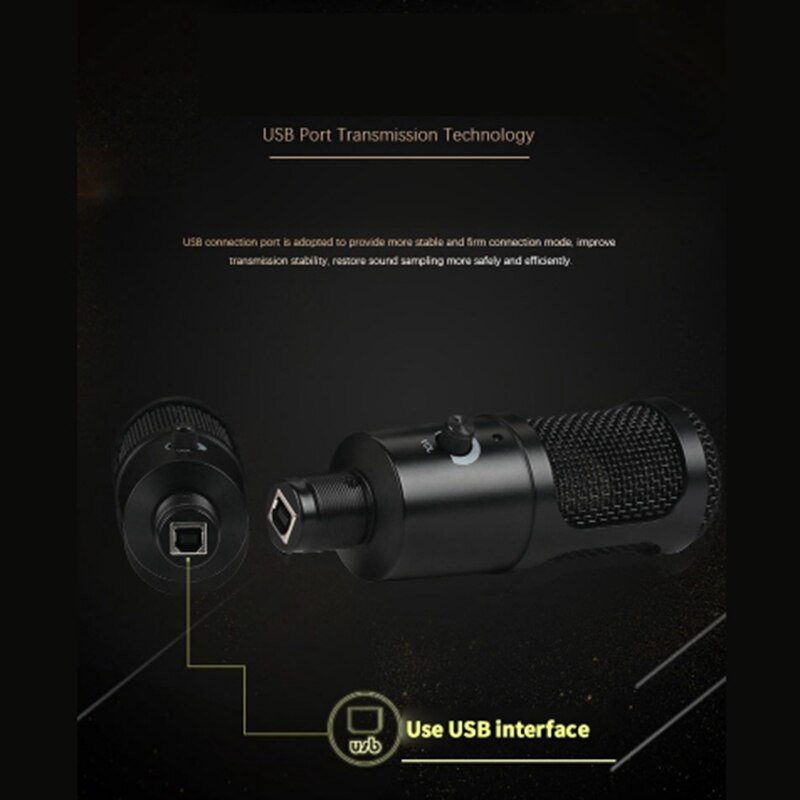 Condenser Microphone USB Microphone Karaoke Recording with Cantilever Bracket Tripod Plug and Play for Laptop Desktop PC
