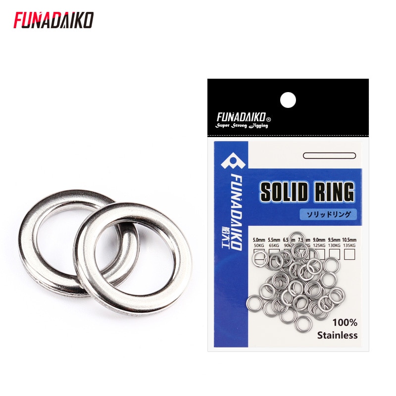 Funadaiko rostfritt stål fiske solid ring o ringar platt fiske vrid knut lock fiske solida ringar tillbehör