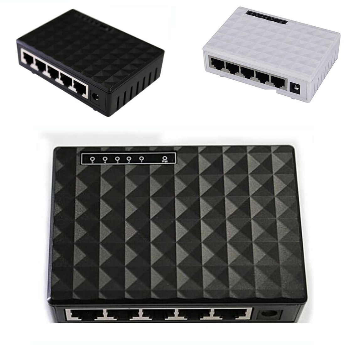 NOYOKERE Mini 5 Hafen 10/100Mbps Basis Gigabit Schalter Hub RJ45 LAN Ethernet Schnelle Schreibtisch Netzwerk schalter Schwarz/Weiß