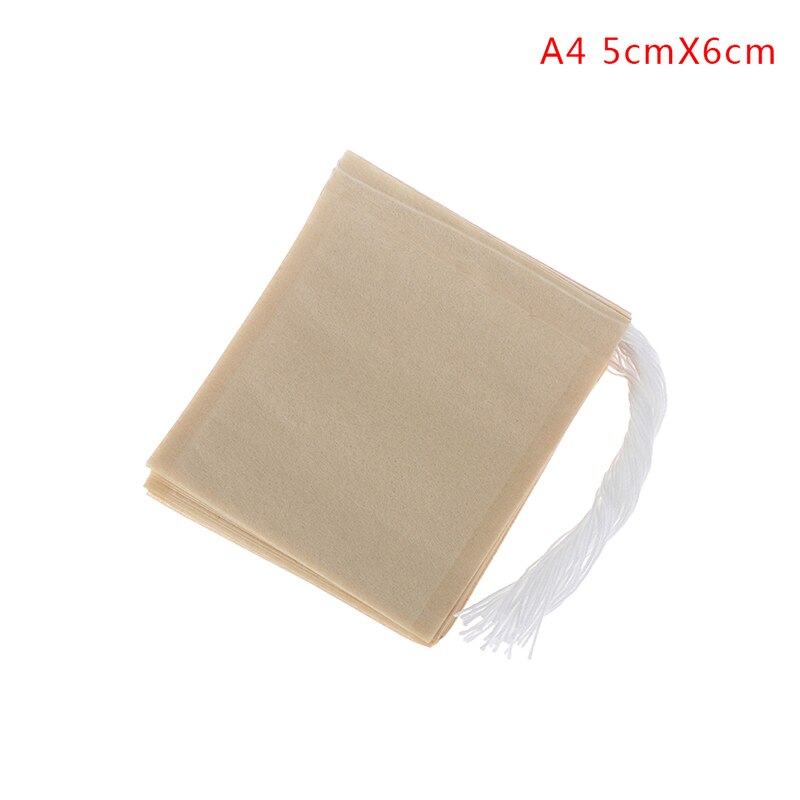 100 st / parti pappers tepåsar filtrerar tomma tesäckar med dragsko för ört löst te: A4