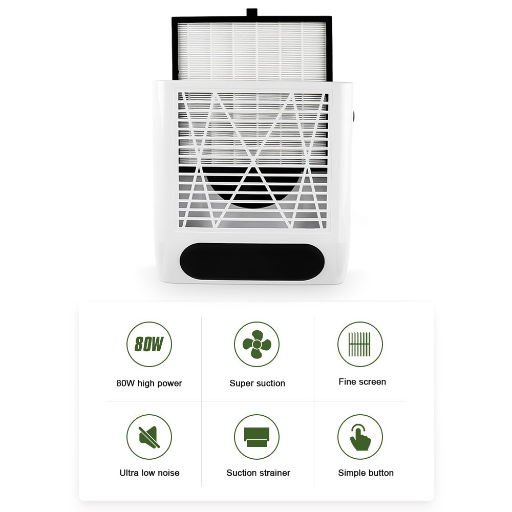 Professionele Nail Stofafzuiging Collector Sterke Fan 80W Nagels Stofzuiger Nail Art Salon Apparatuur Manicure Machine Tools