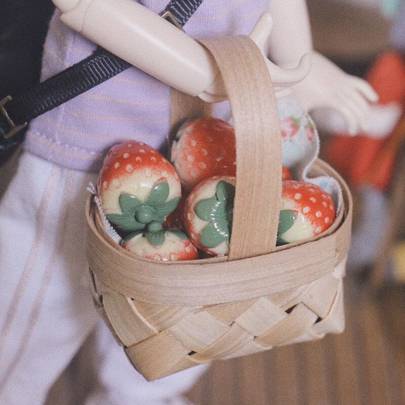 Mini 1/12 Cute Dollhouse Hand-woven Vegetable Food Basket Dolls Miniature Decoration