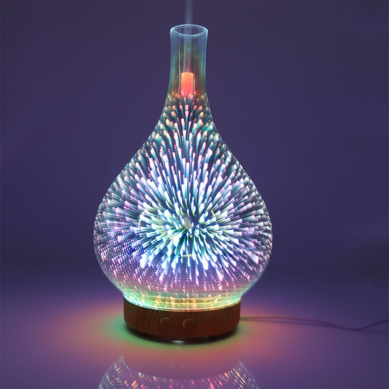 Essential Oil Diffuser Aromatherapy Diffusers for Therapeutic Oils - Ultrasonic 3D Glass Vase Cover & LED Light Display Oct.25