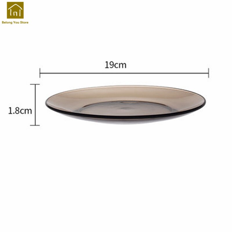 Farve glas tallerken enkel gennemsigtig mikroovn plader middag dyb tallerken tallerken nice verre gafler mad tallerkener wki 087: Brun 19cm