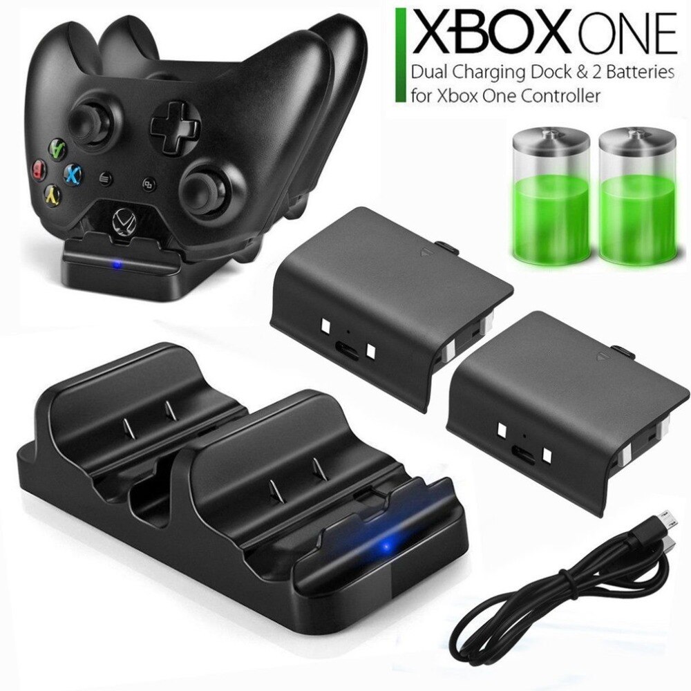 Dual Charging Station Dock Stand + 2 Batterij Voor Xbox One Wireless Controller