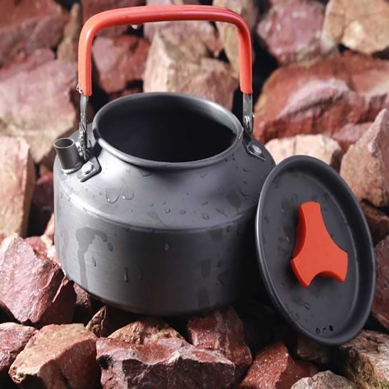 Utendørs camping kokkesett 1.1l bærbar vannkoker piknik matlaging stativ bbq gryte branngrill hengende stativ sett utendørs komfyr