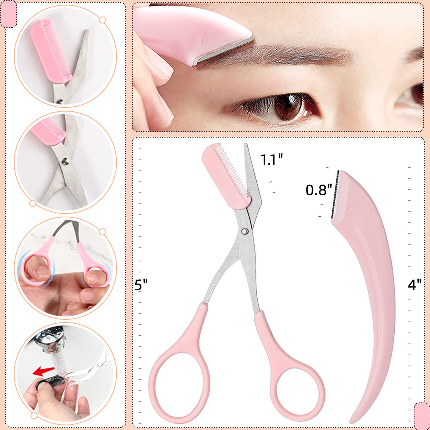 Wenkbrauw Trimmen Mes Wenkbrauw Gezicht Scheermes Voor Vrouwen Professionele Wenkbrauw Schaar Met Kam Brow Trimmer Schraper Accesso