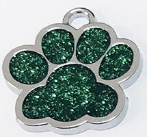 Hundbrickor graverad katt valp husdjurs-id namn krage tag hänge ben&tass glitter söta tillbehör för husdjur: Grön