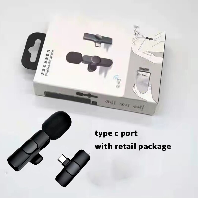 Wireless Lavalier Microphone Portable Audio Video Recording Mic For IPhone Android Live Game Mobile Phone: type-c with box