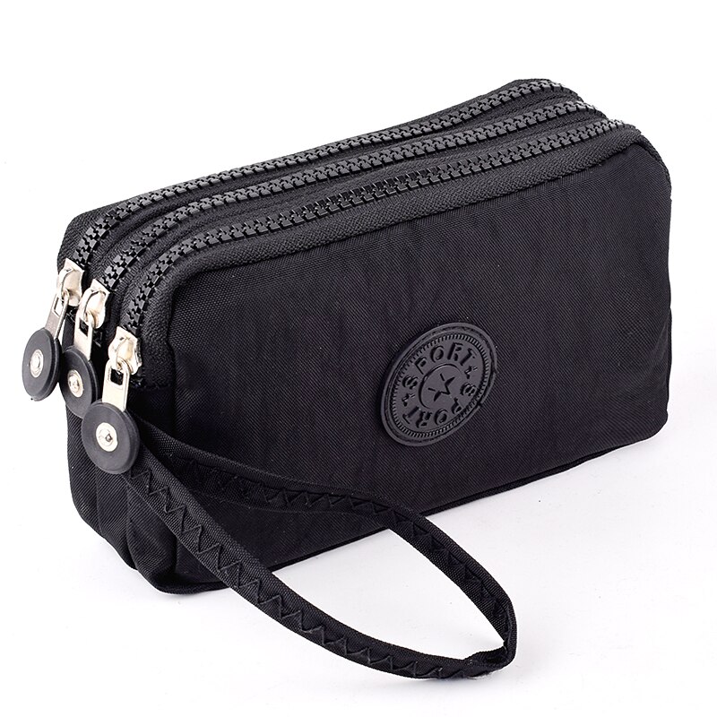 Três zíper feminino bonito moeda bolsa de embreagem para chaves cartões de dinheiro telefone carteiras senhora organizador bolsa grande capacidade meninas bolsas