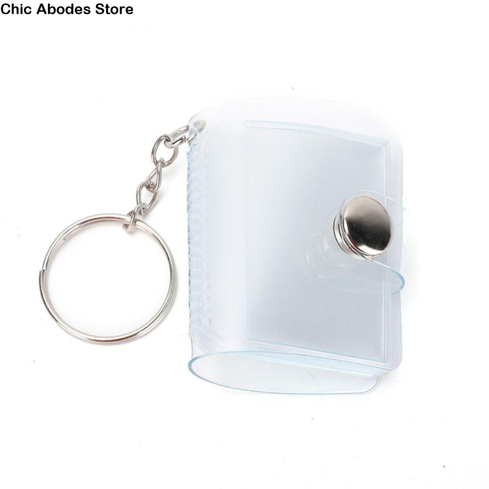 Con llavero Mini álbum de fotos de botón a presión almacenamiento Simple tarjetero de fotos DIY PVC álbum de bolsillo portátil