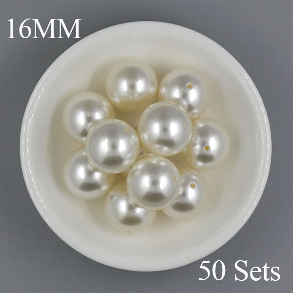 Runde perle nitter perle hvide knopper og pigge til tøj / hatte / bukser diy nitte perler knopper til læder 6/8/10/12/14/16/20mm: 16mm 50 sæt