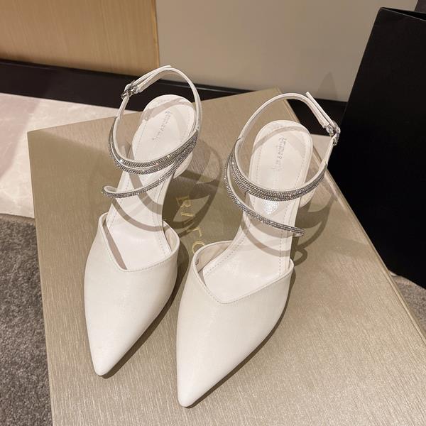 High Heel Sandal for Women Shoes Lady 2022 Shallow Mouth Med Suit Female Beige High-heeled Spring Pointed Medium Cle: 3 / 39