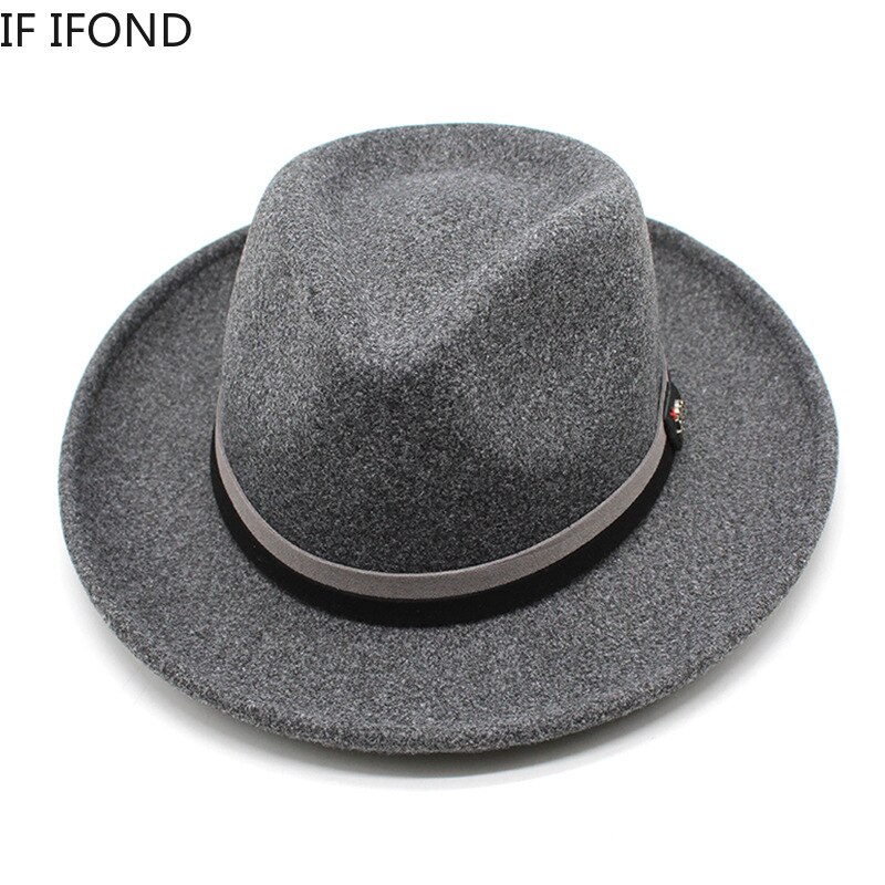 Classic Soft Wool Felt Fedora For Men Women Autumn Winter Retro Trilby Jazz Hat Curved Brim Dress Hat