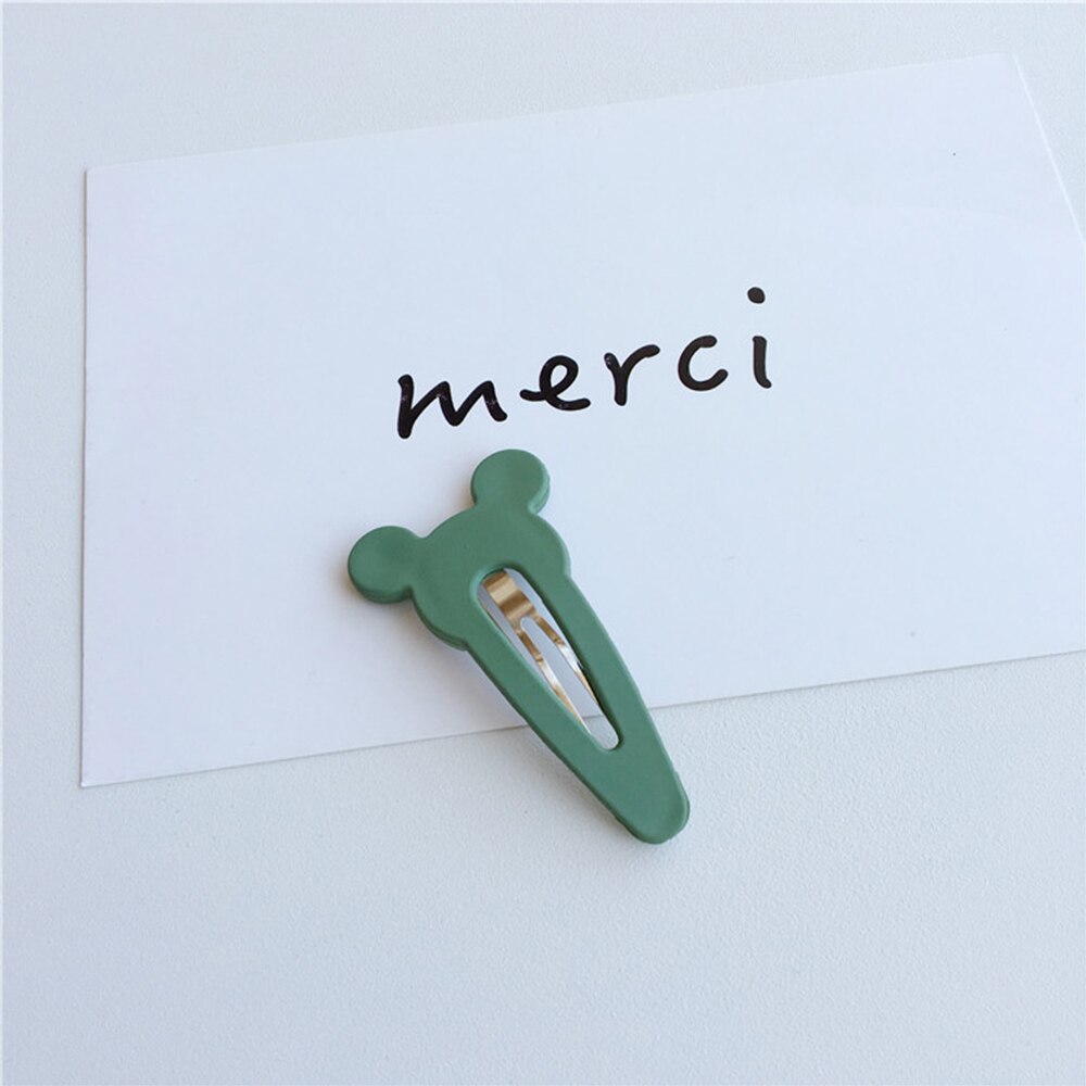 1Pc Matte Vernis Bb Clips Meisjes Haarspeld Konijnenoren Haar Clips Voor Meisjes Kinderen Haar Accessoires: green