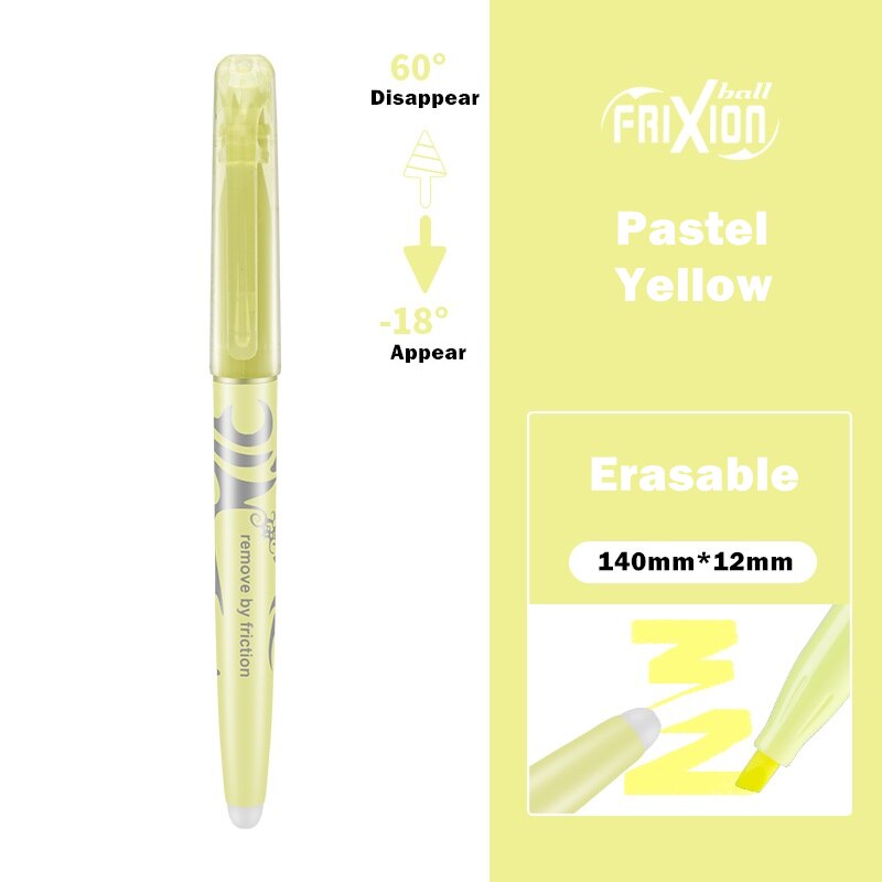 1pcs Pilot Erasable Highlighters Pastel Markers Pen Disappear Frixion Marker Liner Drawing Lettering Stationery H6250: Pastel Yellow