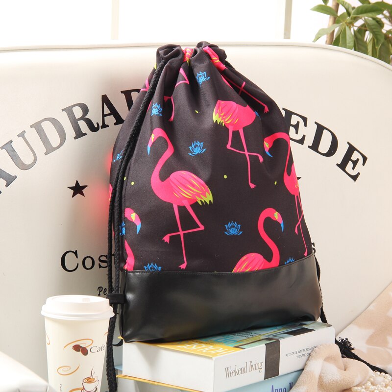 Jom tokoy 3d skinnbunnssnørevesker dame ryggsekker flamingo mochila feminina escolar