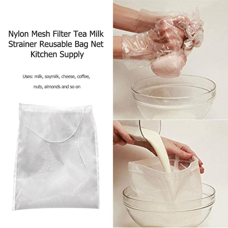 Nut Milk Bag Commercial Grade Reusable Almond Milk Bag Strainer Fine Mesh Nylon Cheesecloth Cold Brew Coffee Filter 20X30cm