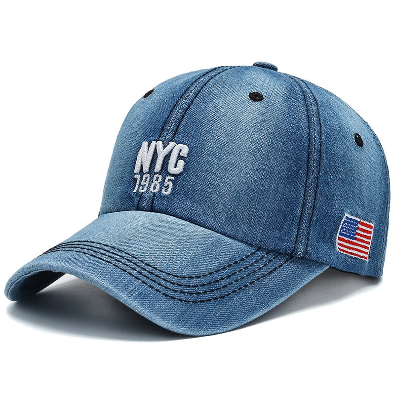 Mode Wilde Baseball Cap NYC1982 Borduurwerk Wassen Cowboy Caps Outdoor Zonnehoed Mannen En Vrouwen Verstelbare Sport Casual hoeden: Sky Blue