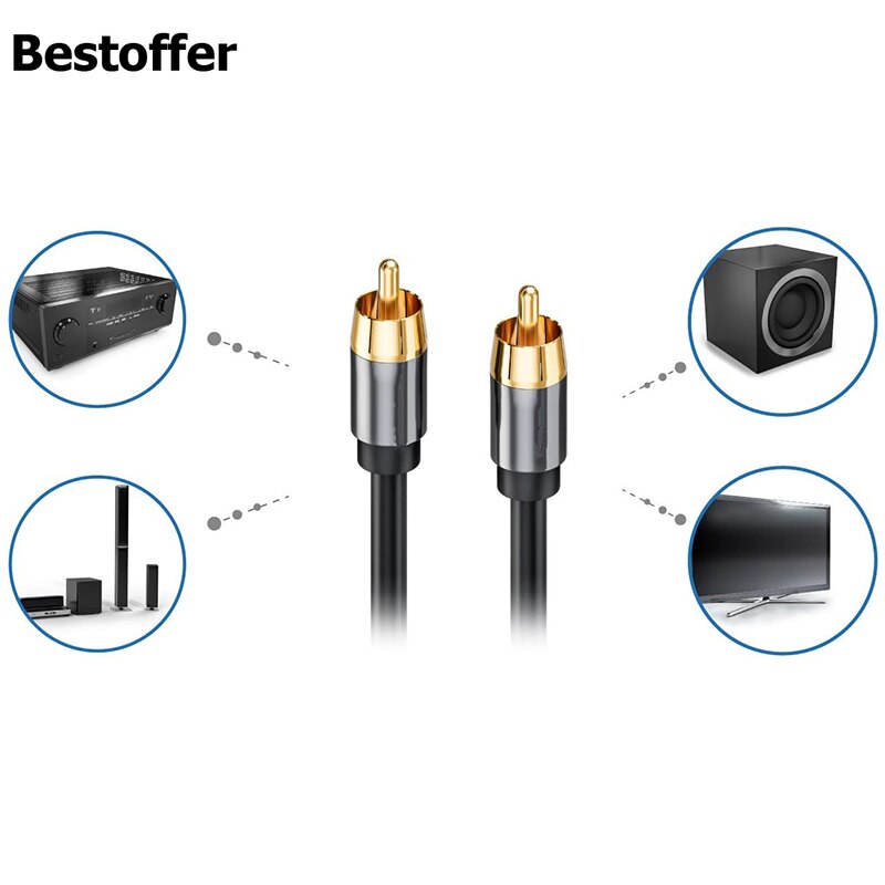 Cable Coaxial de Audio Digital HIFI, conector RCA macho a macho, 75Ω, SPDIF, Subwoofer, Lotus Line