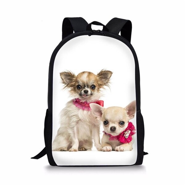 Instantarts barn skolväskor för flickor pojkar söta 3d valpar chihuahua mönster barn skolväskor casual lap top reseryggsäckar: H8072c
