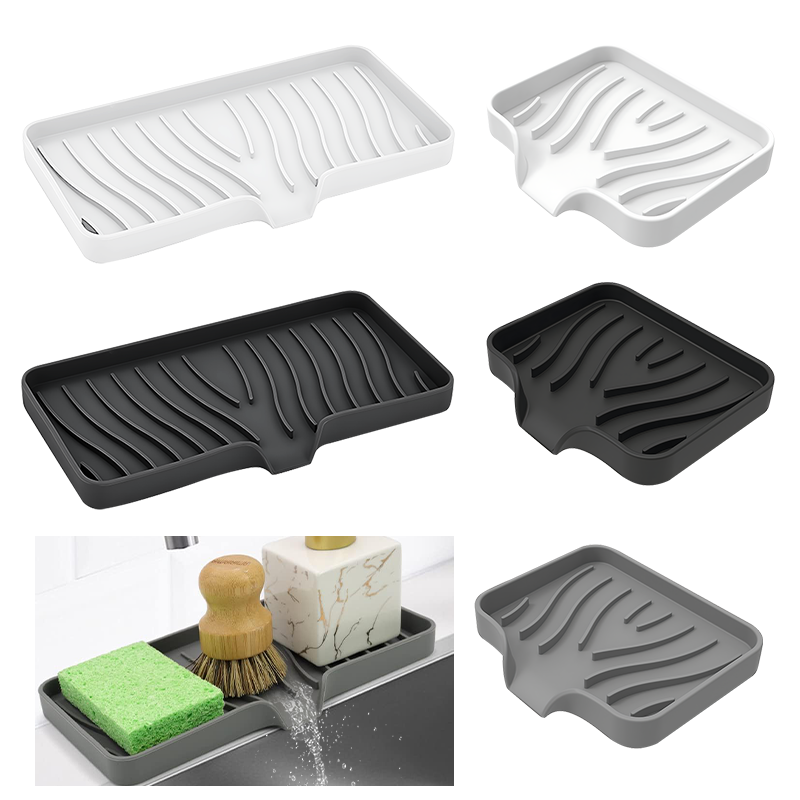 Caja de jabón de drenaje de silicona, soporte de esponja, bandeja de fregadero antideslizante, mesa de lavado creativa, bandeja de jabón para fregadero de cocina, escurridor de baño
