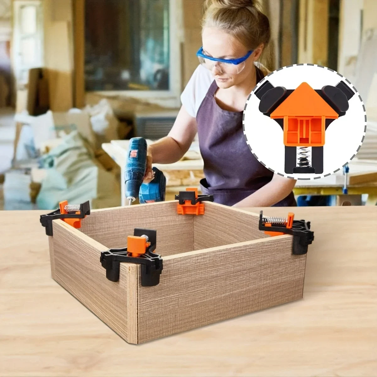 90 Degree Corner Clamps - Quick Adjustable Spring Loaded Woodworking Clamps for Cabinets, Photo Framing & DIY Wood Projects