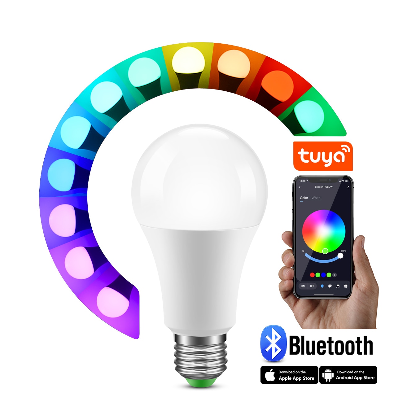 スマート E27 LED RGB RGBW RGBWW マジック電球ランプ 5 ワット 10 ワット 15 ワット 110 V-220 12V LED スポットライト Ir リモートまたは Bluetooth 4.0 アプリ制御 – Grandado