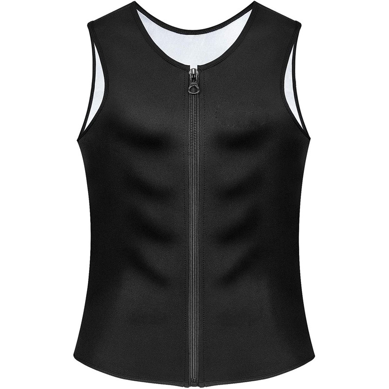 Brand Mens Undershirts Sleeveless Silver Coating Sweat tank top tees Shirt Body Shaper Zip Shirt Men Sauna Suit gym clothing: S