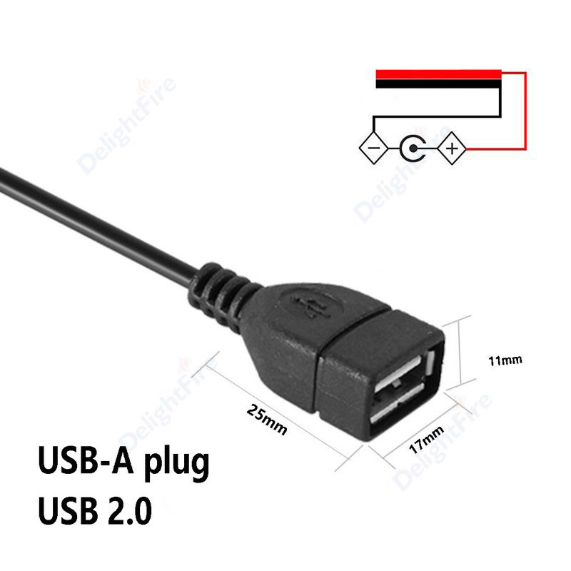 DC 5V USB 2.0 Typ A Męnarty 2-pinowy kabel Zasilacz Ładowarka robić DC5V Jednokolorowa taśma doprowadziło Światło DIY Kabel łączący: MULTI / 1 P